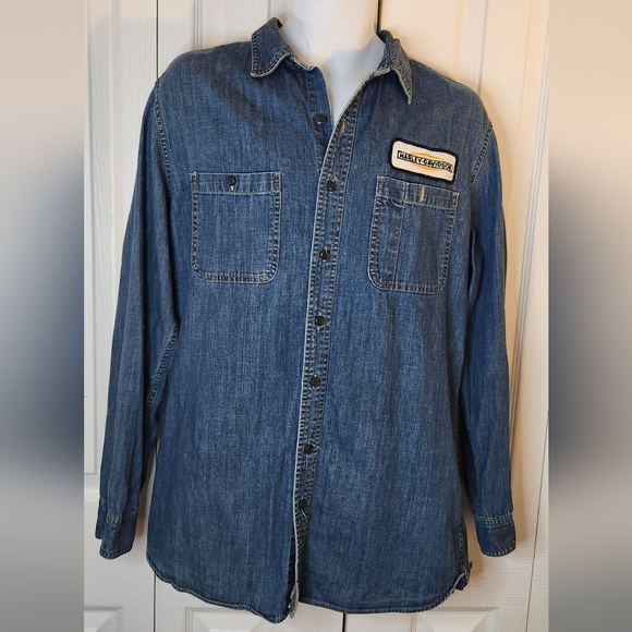 L.L. Bean Other - Harley Davidson L L Bean Long Sleeve 100% Cotton Button Up Slightly Fitted large